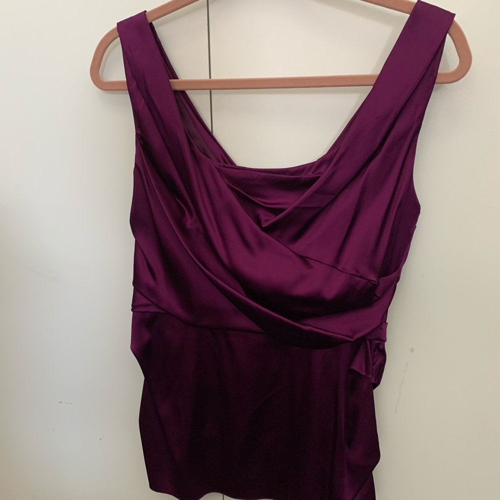 Tahari Magenta Silk Top